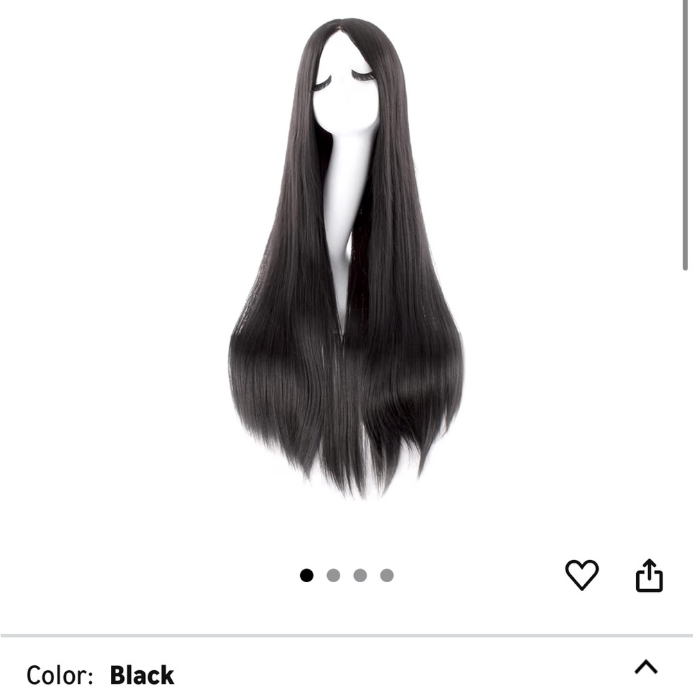 Long Black Straight Wig and wig cap